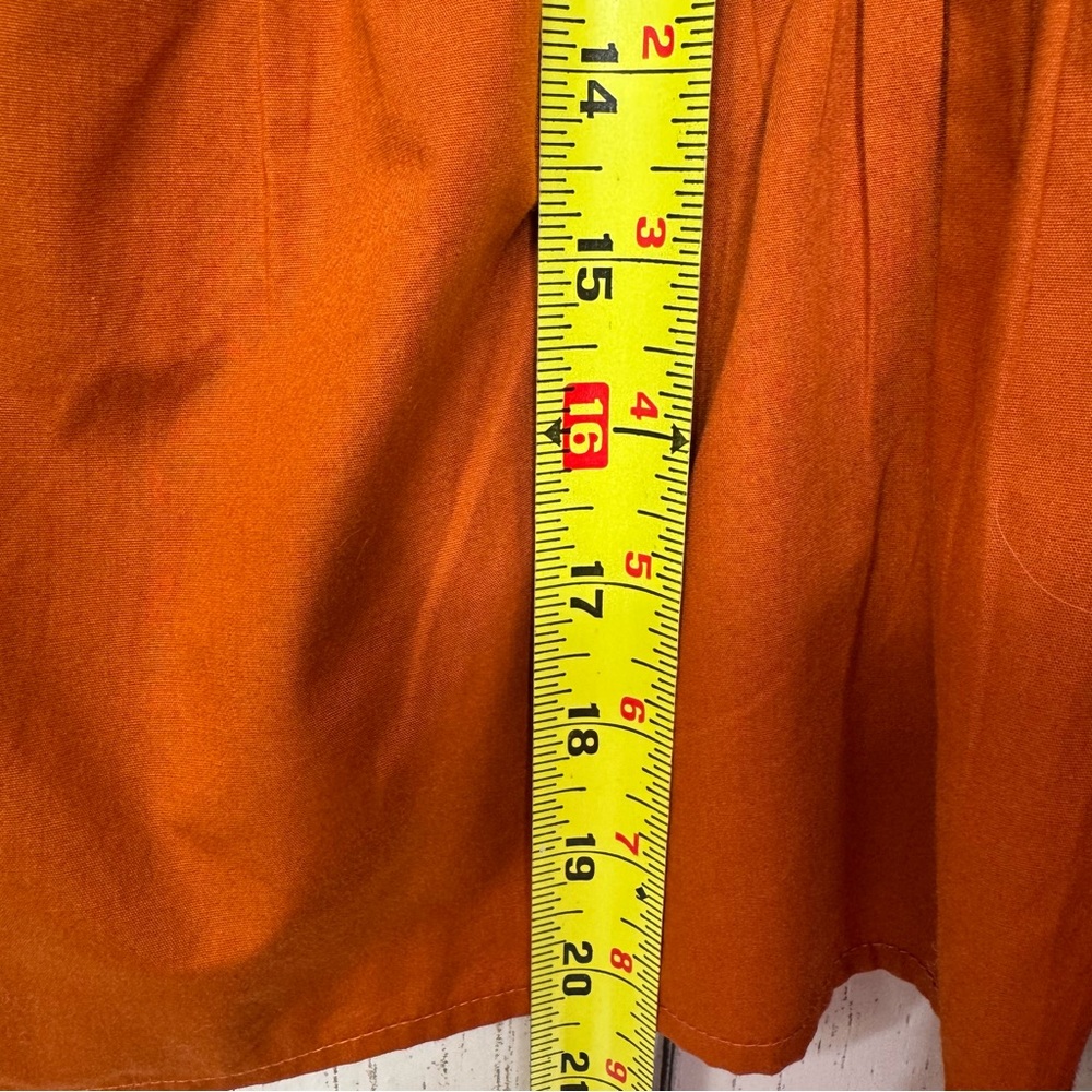 Abercrombie & Fitch Burnt Orange Smocked Peasant Blouse Puff Sleeve Size L Boho - Picture 12 of 12